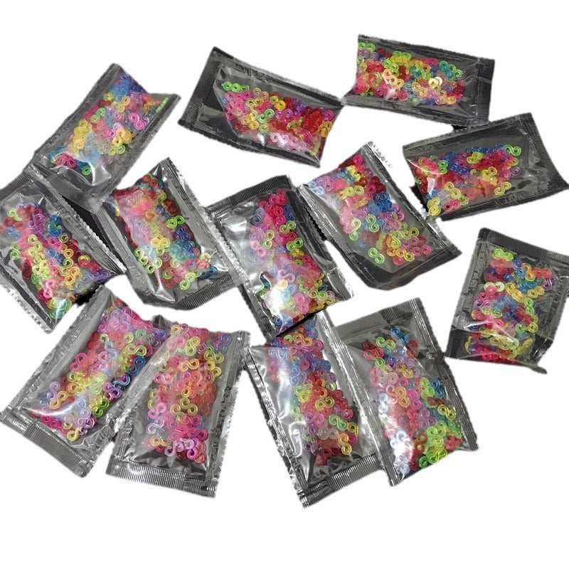 Colorful Plastic Buckle Rainbow Rubber Band Weaving Bracelet