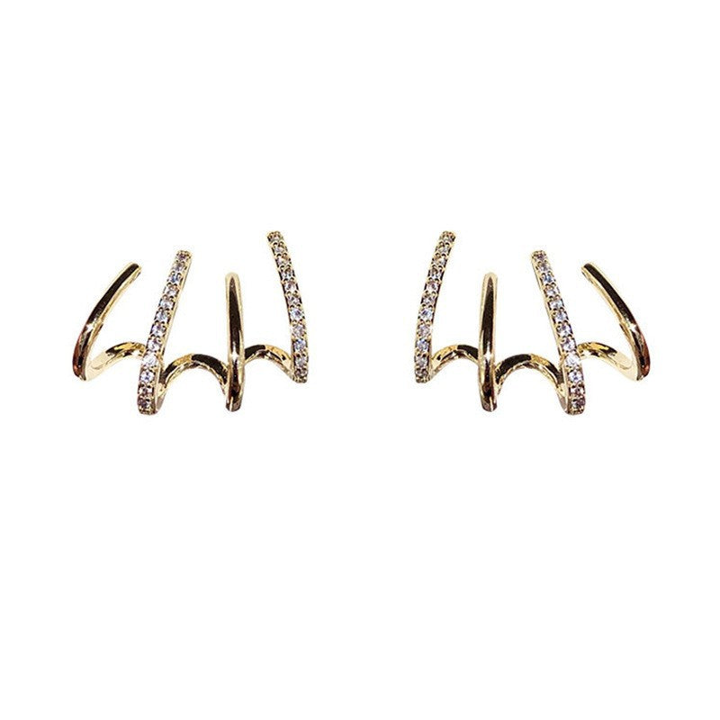 Micro Inlaid Zircon Multiple Ear Cold Stud Earrings
