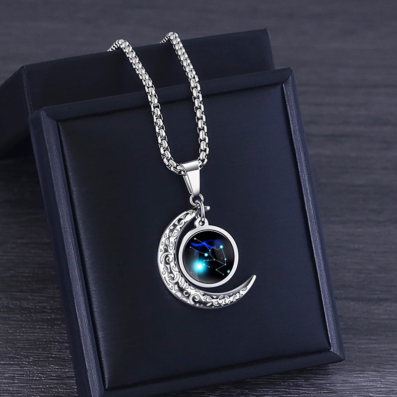 Men's Twee Constellation Luminous Titanium Steel Stainless Necklaces