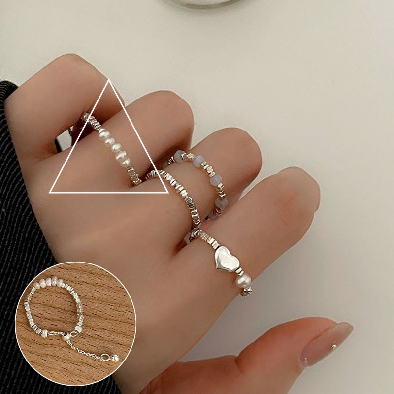 Women's Pull-out Adjustable Retro Fashion Flower Tassel Chain Ring