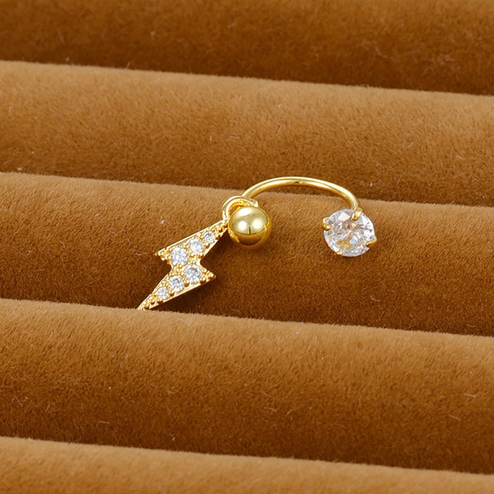 Shaped Piercing Flower Zircon Ear Bone Earrings