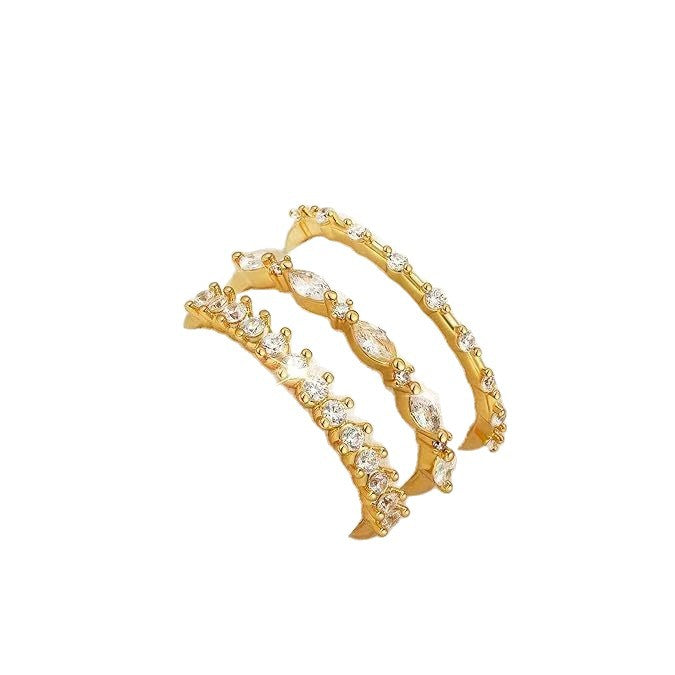 Women's Exquisite Elegant Shiny Zircon Row Diamond Twin Ring