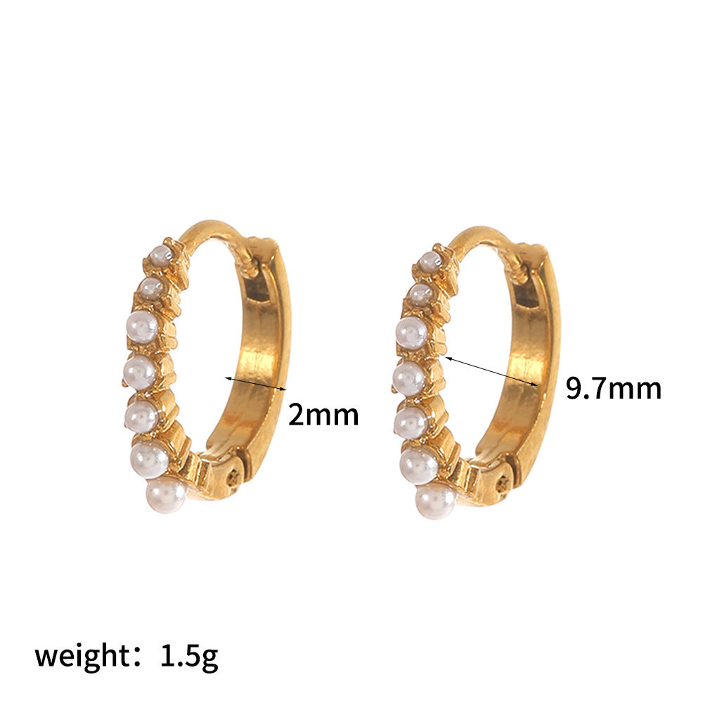Women's Diamond Point Pearl Stainless Steel Light Rings