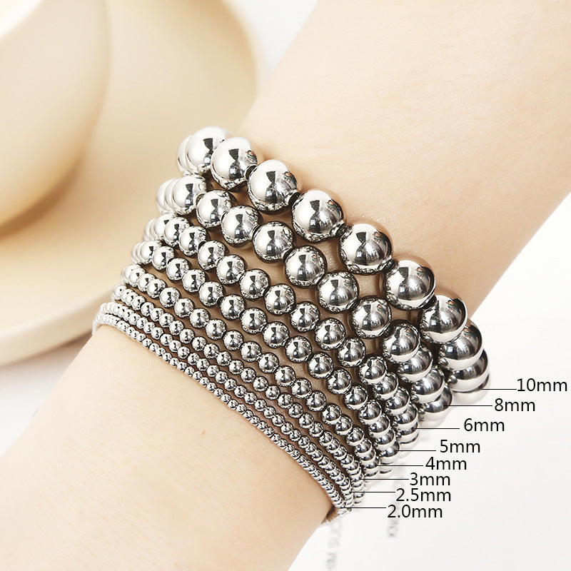 Women's Simple Beaded No Waterproof Hard-wearing Stainless Steel Beads Elastic Bracelets