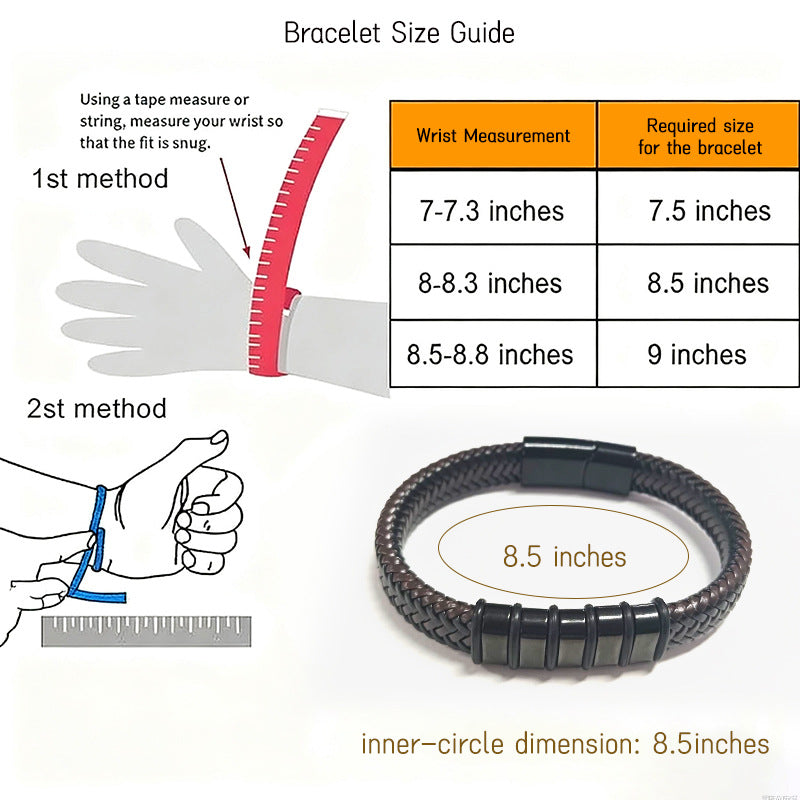 Men's Wristband Business Stainless Steel Leather Retro Style Bracelets