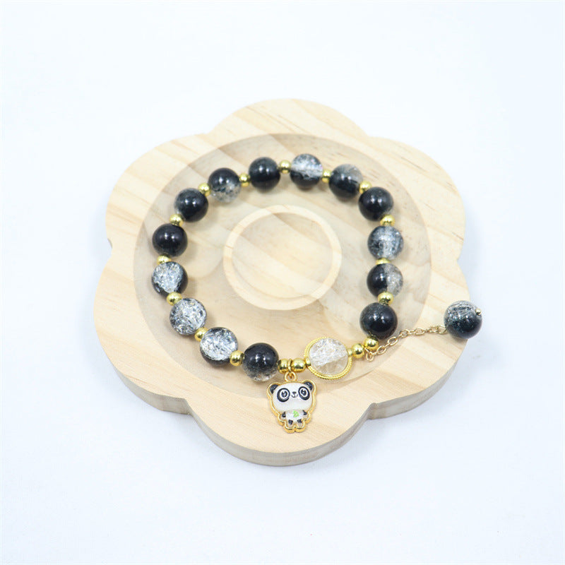 Two-tone Gradient Female Crystal Cartoon Panda Bracelets