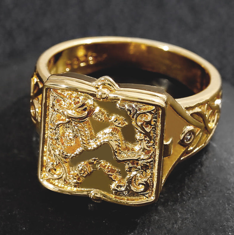 Ornament Golden Skull Carved Pattern Fashion Rings