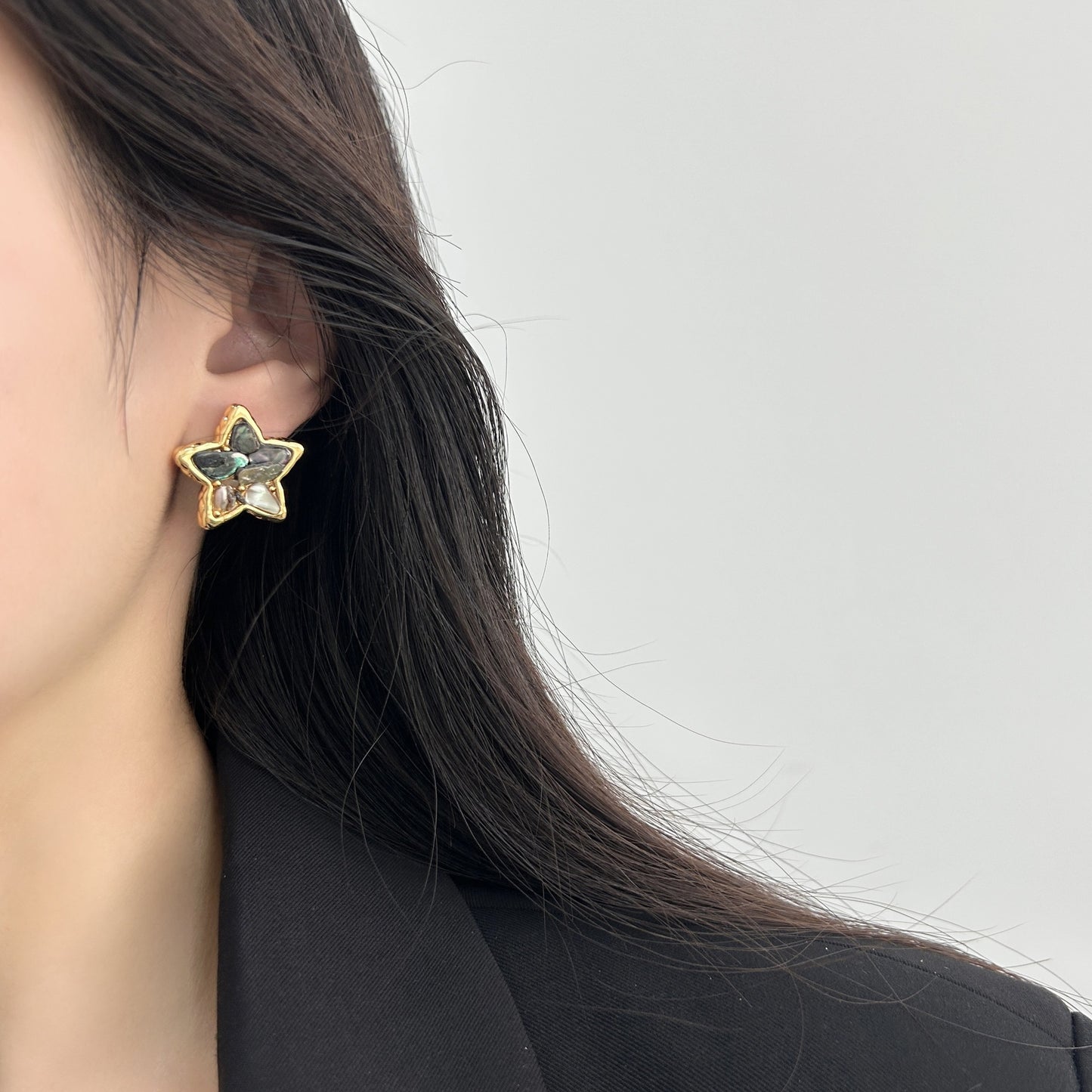 Colorful Fritillary Butterfly Stars Heart Elegant Retro Light Luxury Stud Earrings