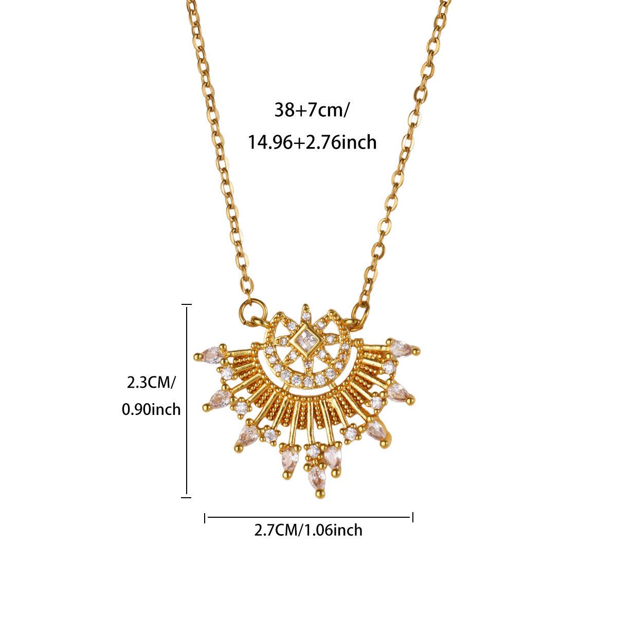 Star Moon Gold-plated Stainless Steel Chain Necklaces