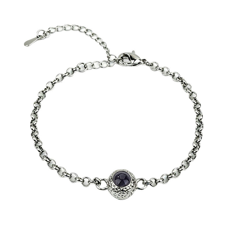 South American Metal Beads Projection Stone Color Picture Carving Bracelet