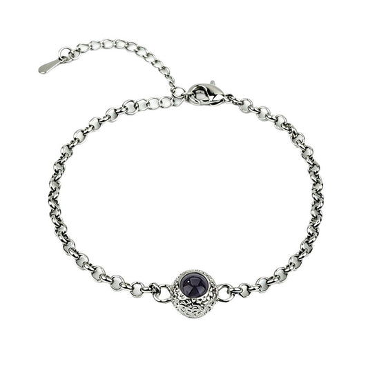 South American Metal Beads Projection Stone Color Picture Carving Bracelet