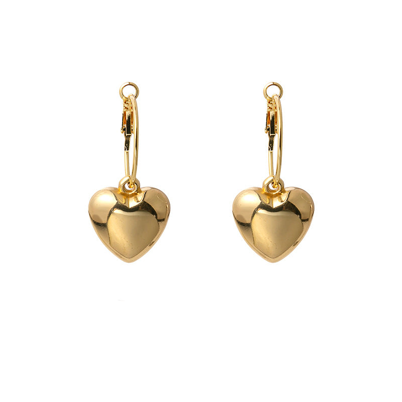 Women's Smooth Glossy Love Heart Exaggerated Circle Ear Clip Rings