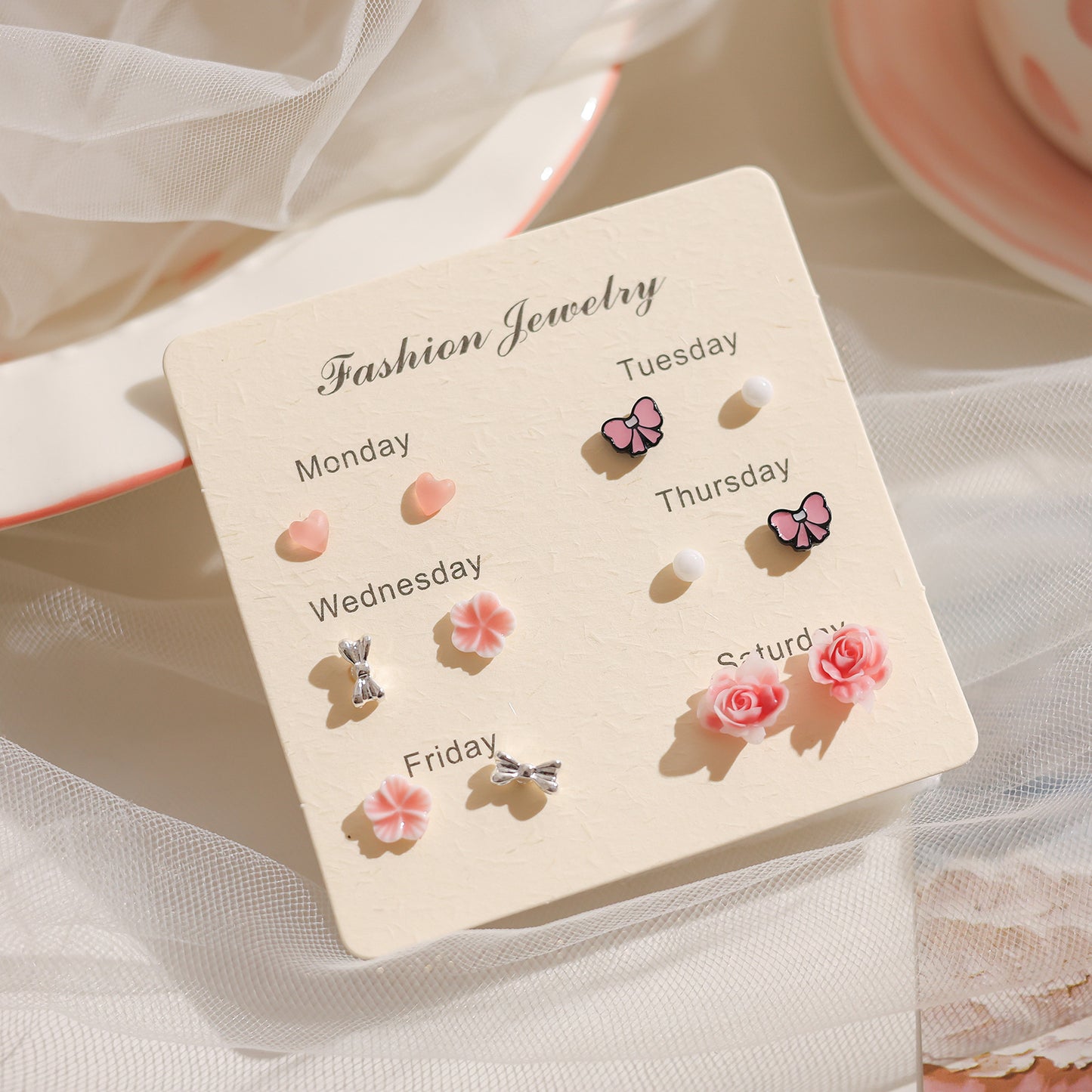 Female Pink Biological Porcelain Pin Ear Sensitive Skin Essential Stud Earrings
