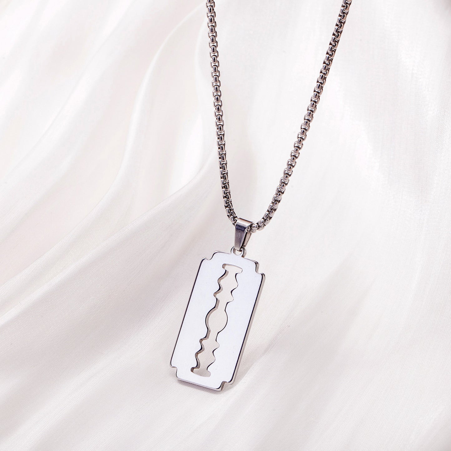 Men's Long Stainless Steel Sweater Chain Gold Plating Simple Geometric Necklaces