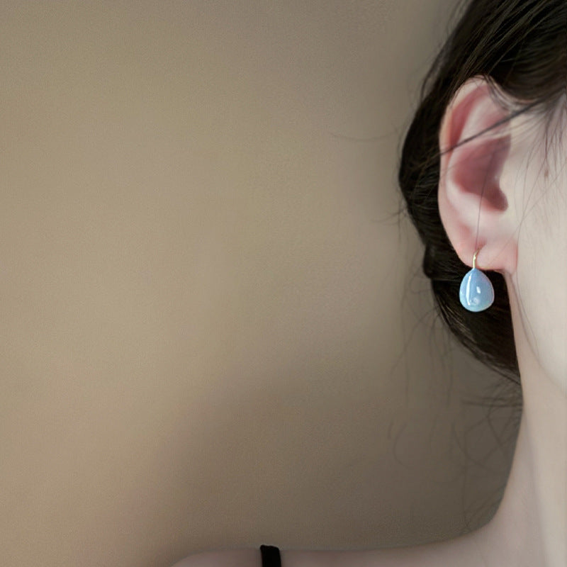 Women's French Style Colorful Oil Water Drop Light Luxury Minority Temperament Earrings
