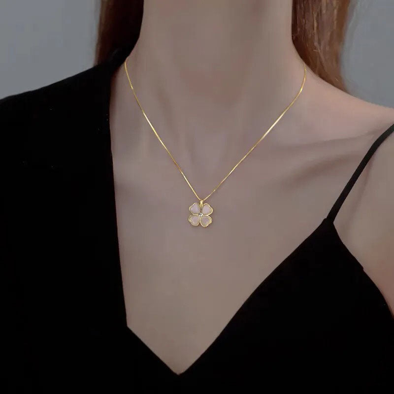 Women's Lucky Four-leaf Clover Titanium Steel Gold-plated Necklaces