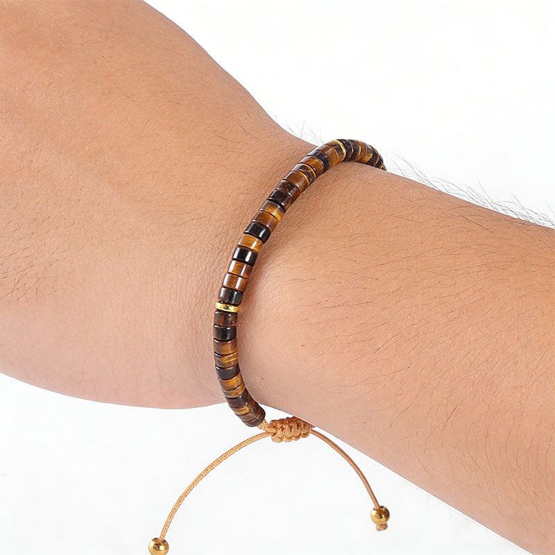 Natural Stone Spacer Beads Beaded Weave Boho Bracelet