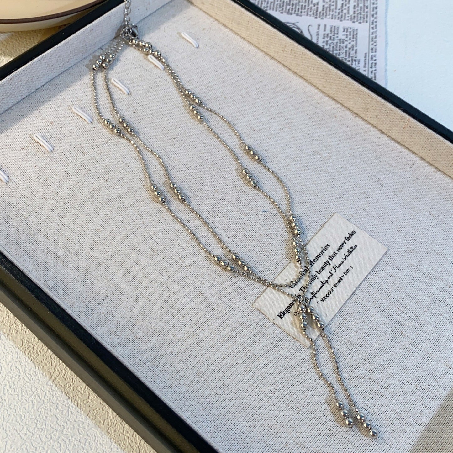 Beads Tassel Double Layer Spacer Twin Fine Advanced Necklace