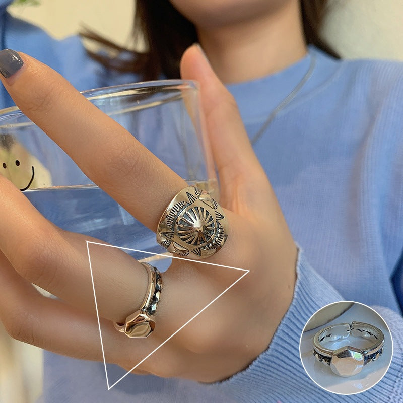 Roman Numeral Female Retro Fashion Chain Open Hip Hop Ring
