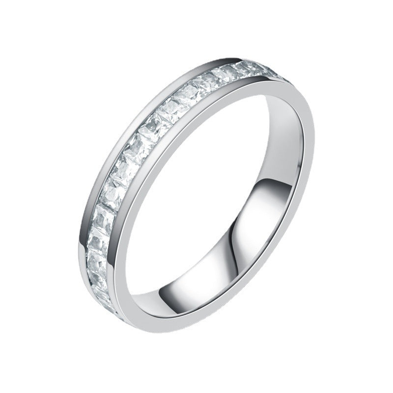 Design Single Row Square Diamond Female Light Luxury Rings