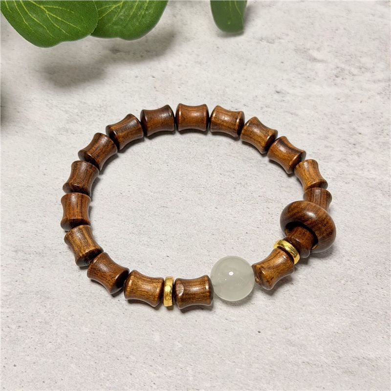 Women's & Men's Gold Sandalwood Hand-held Chain Buddha Prayer Beads String Plate Crafts Bracelet