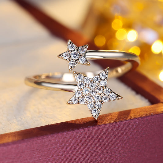 Trendy Fashion Joker Meteor Star Zircon Personality High Sense Asterism Rings