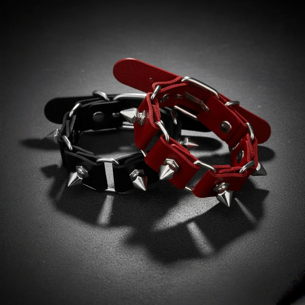 Unique Punk Style Pointed Rivet Leather Adjustable Trendy Hip Hop Bracelet