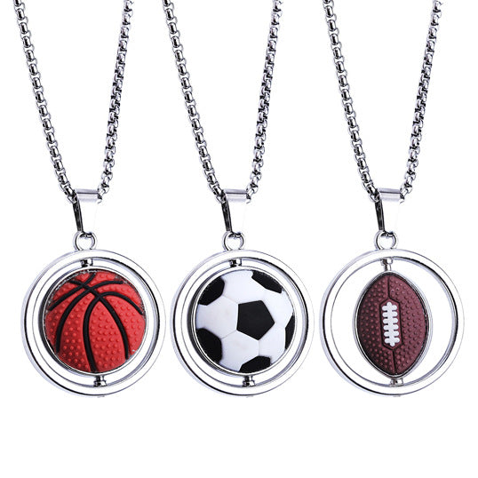Men's Rotating Basketball Football Street Sports Gift Sweater Necklace