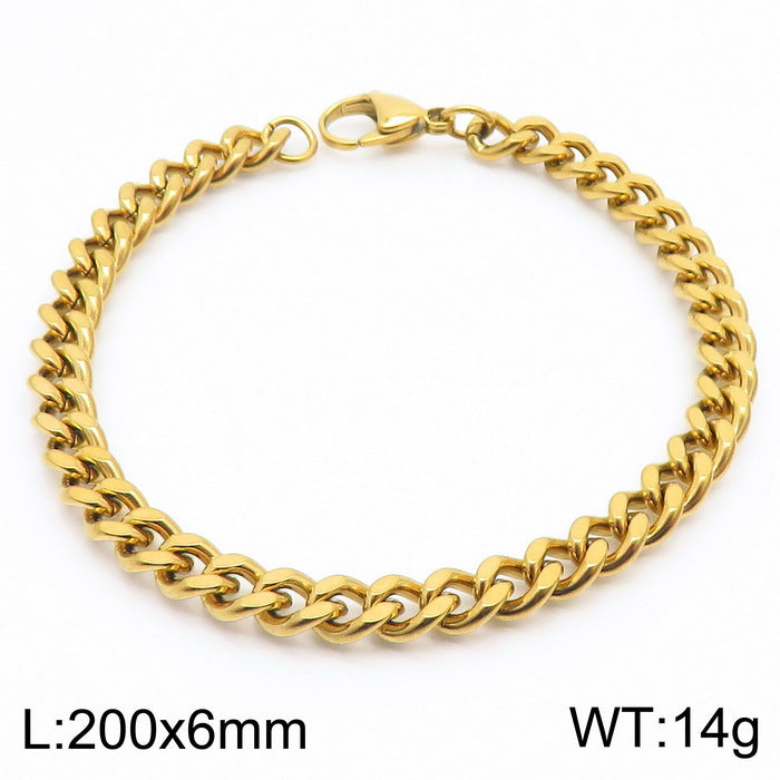 Men's Fashion Side Flat Chain Stainless Steel Bracelets