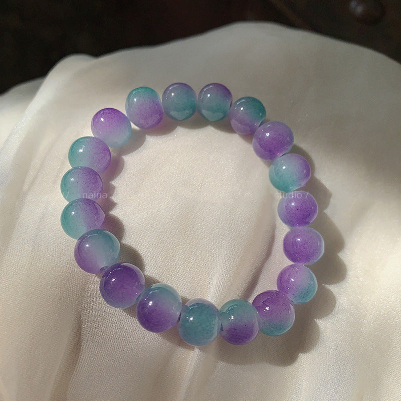 Jade Glass Pliable Temperament Gradient Pink Version Hand Toy Buddha Bracelet