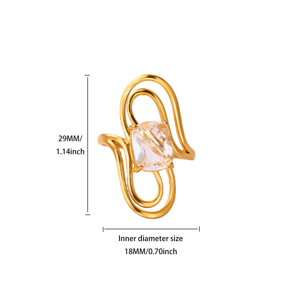 Women's Gold-plated Stainless Steel Geometric High-grade Open Ring