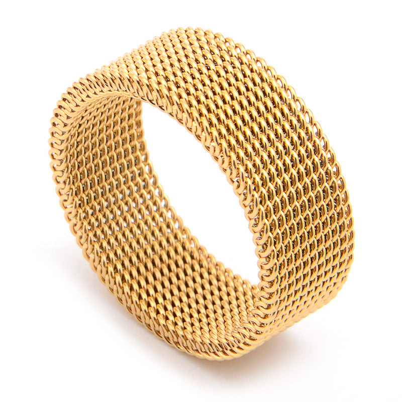 Men's Mesh Stainless Steel Elastic Hollow Gold Rings