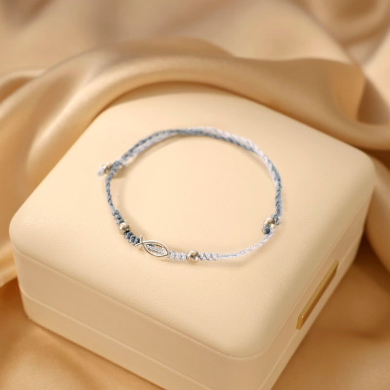Women's & Men's Fresh Imitation Crystal Bead Good-looking Tassel Woven Hand Strap Bracelets