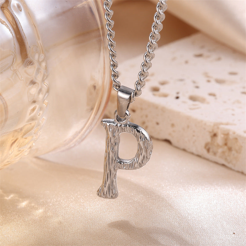 Textured Letters Design Sense Elegant Simple Necklaces