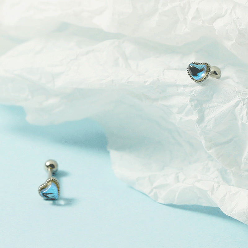 Colorful Love Heart Small Simple Trendy Cold Style Stud Earrings
