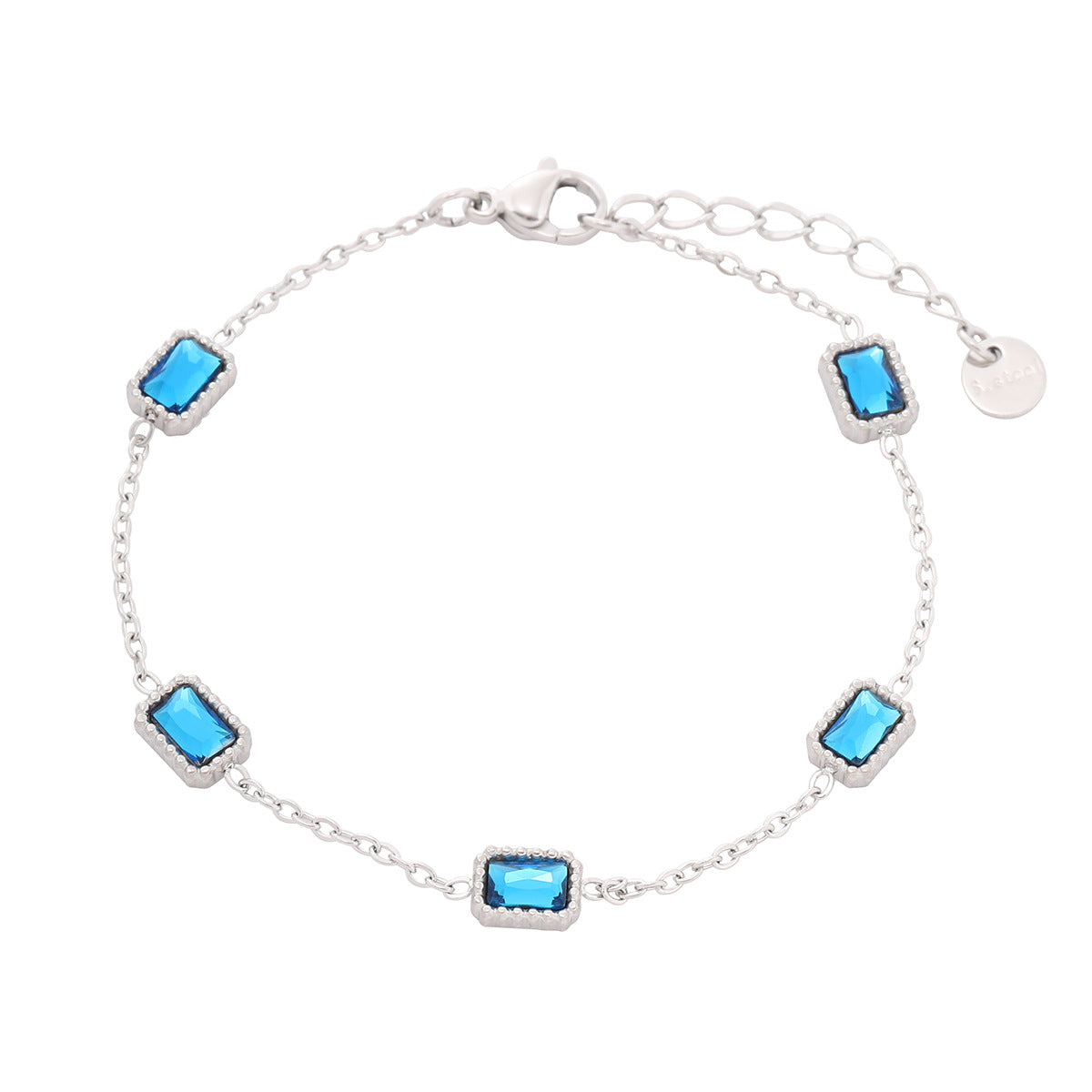 Square Colorful Crystals Titanium Steel Female Affordable Luxury Fashion Bracelet