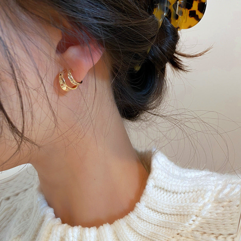 Women's Face Small Public Design Sense Half Circle High-grade Classic Style Stud Earrings