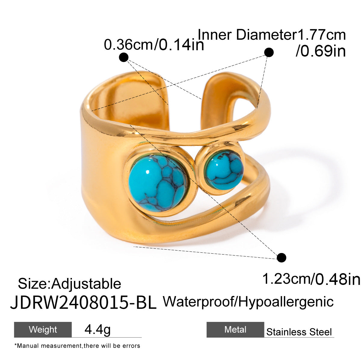 Steel Turquoise Open High-grade Titanium Hand Rings