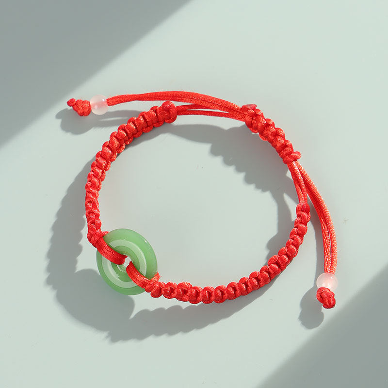 Women's & Men's Jade Peace Buckle Hand-woven Couple Stall Hand Bracelets