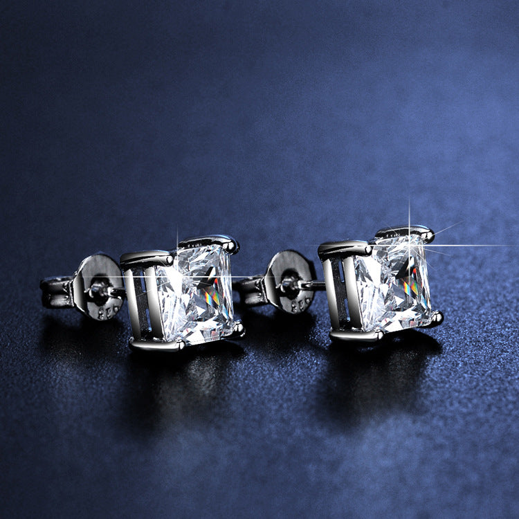 Zircon Simple Temperament Square Female Ear Rings