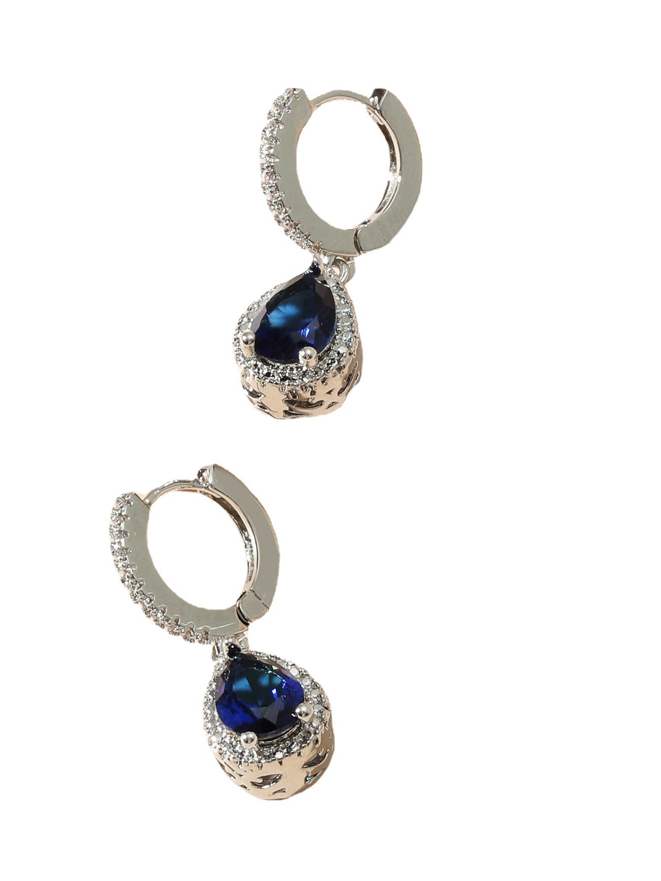 Women's High-grade Light Luxury Blue Crystal Drop-shaped Earrings
