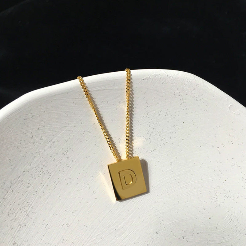 Letter Square Plate English Gold Female Clavicle Necklace