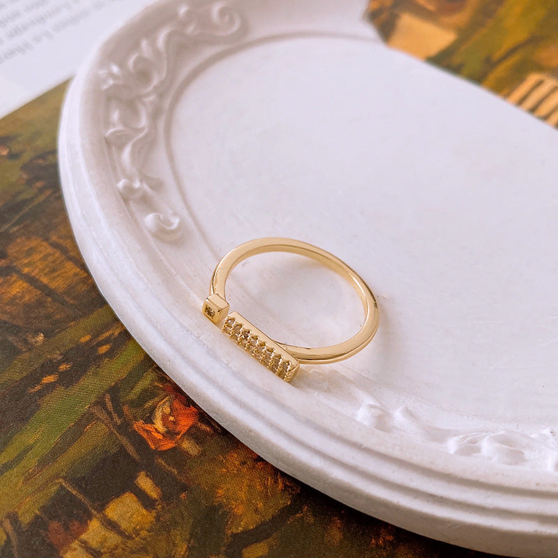 Real Gold Electroplated Zircon Buckle Light Luxury High Sense Index Ring