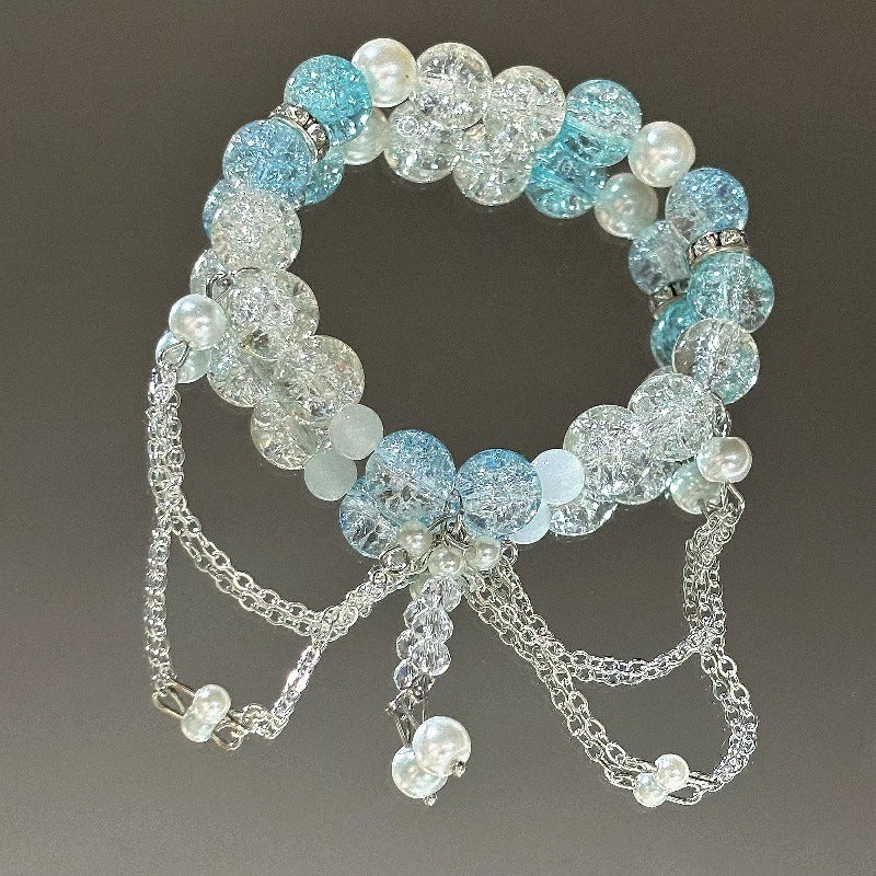 Blue Beaded Mori Style Design Sense Bracelets