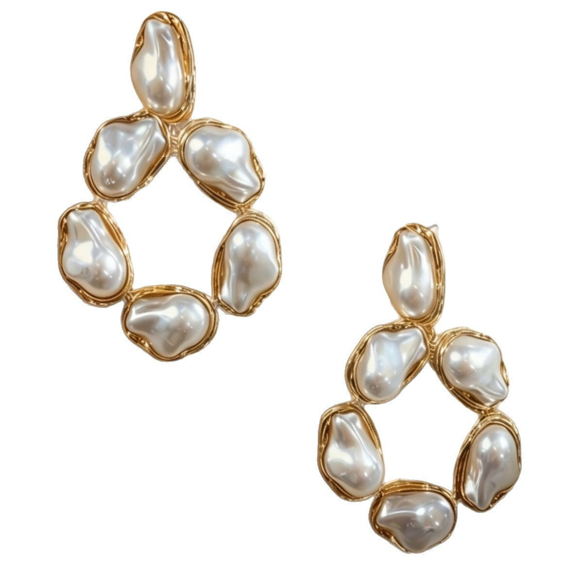 Exaggerated Shaped Pearl Turquoise Large Vacation Style Niche Design Retro Earrings