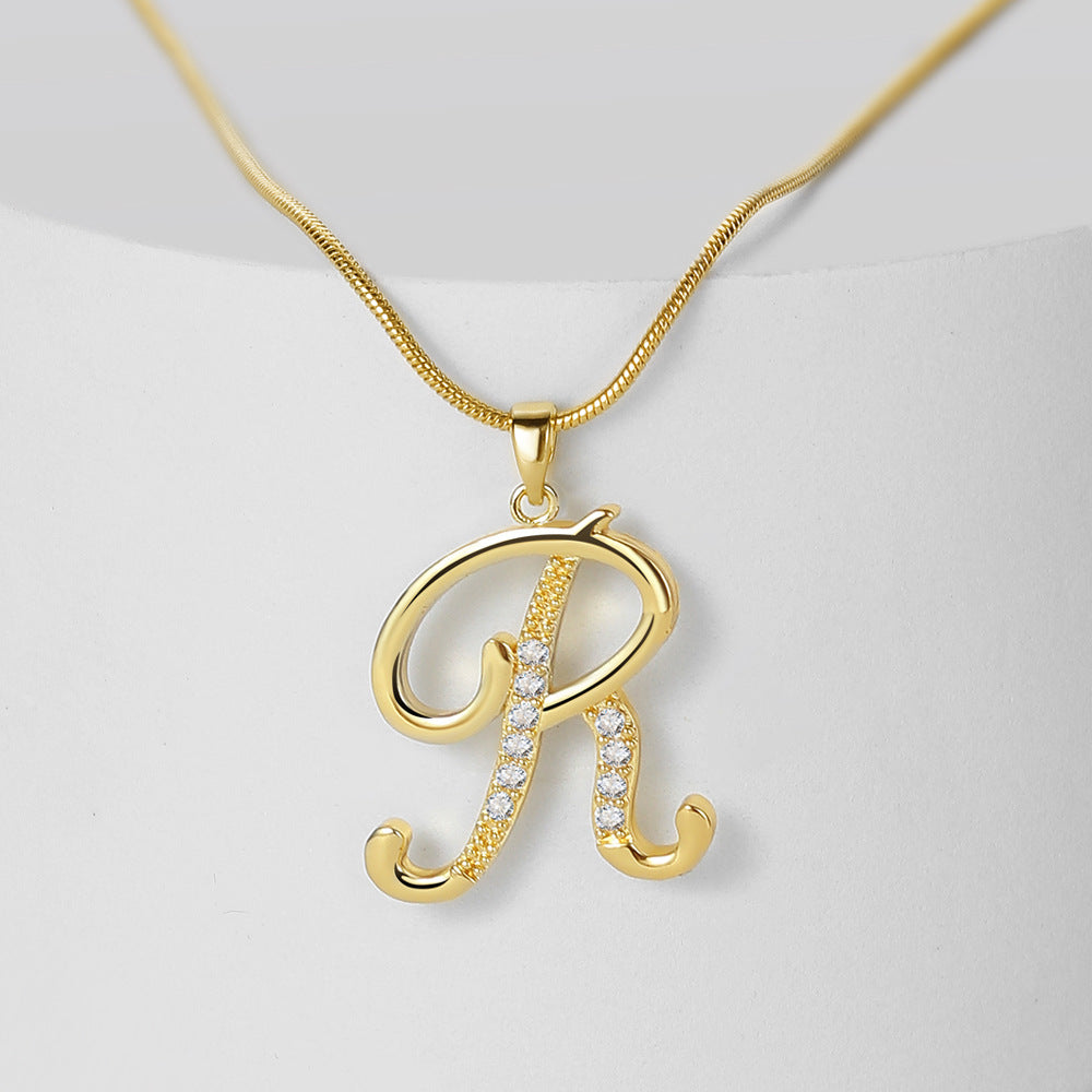 Simple Copper Inlaid Zircon Snake Chain Gold Advanced Necklaces