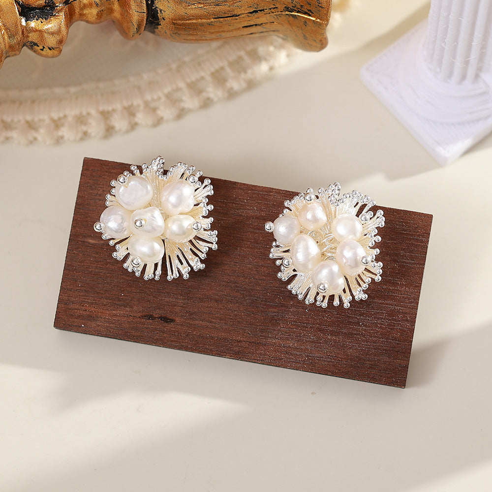 Freshwater Pearl Ear Fashionable Elegant High-grade Earrings