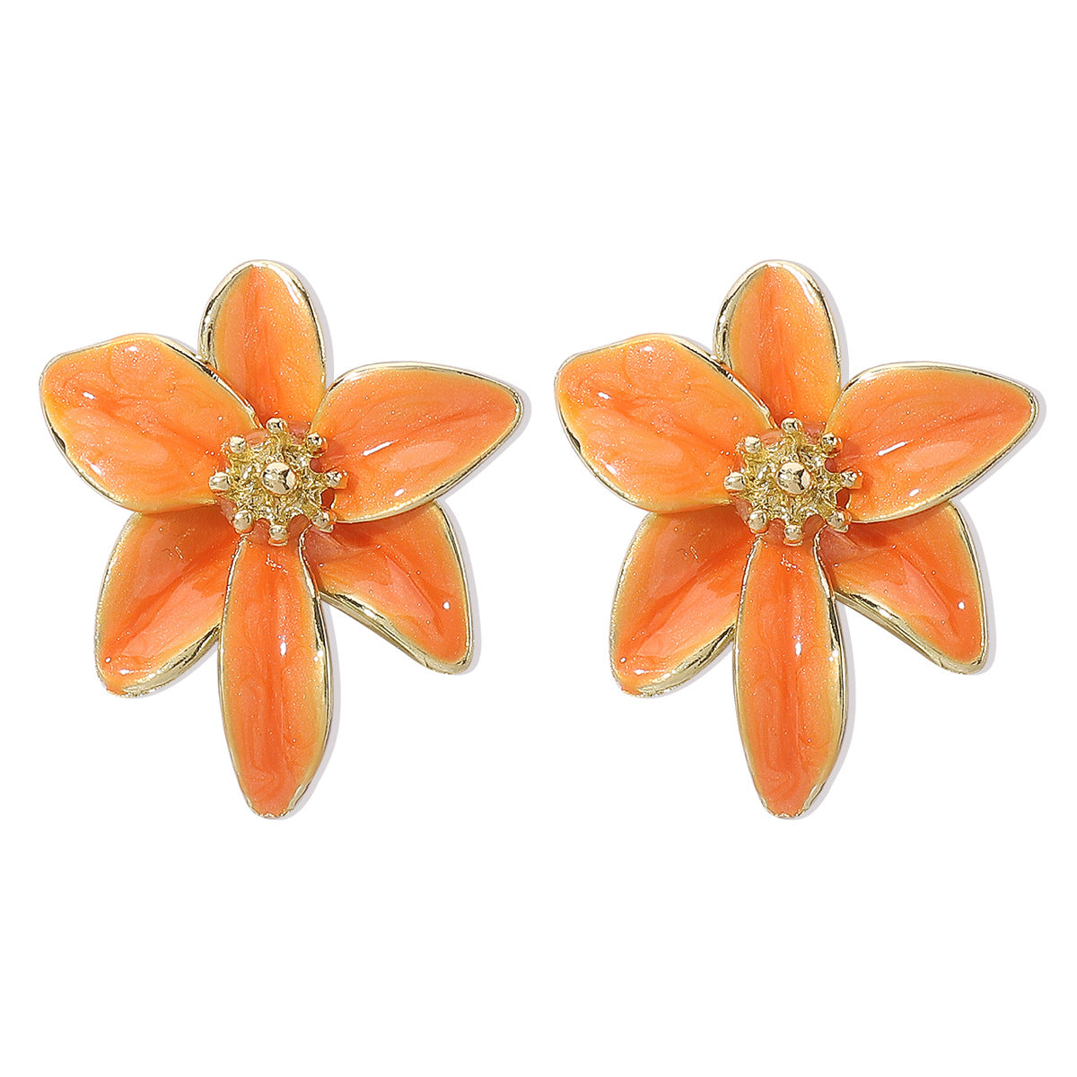 Women's Vacation Style Enamel Color Flower Pearl Light Luxury High-grade Earrings