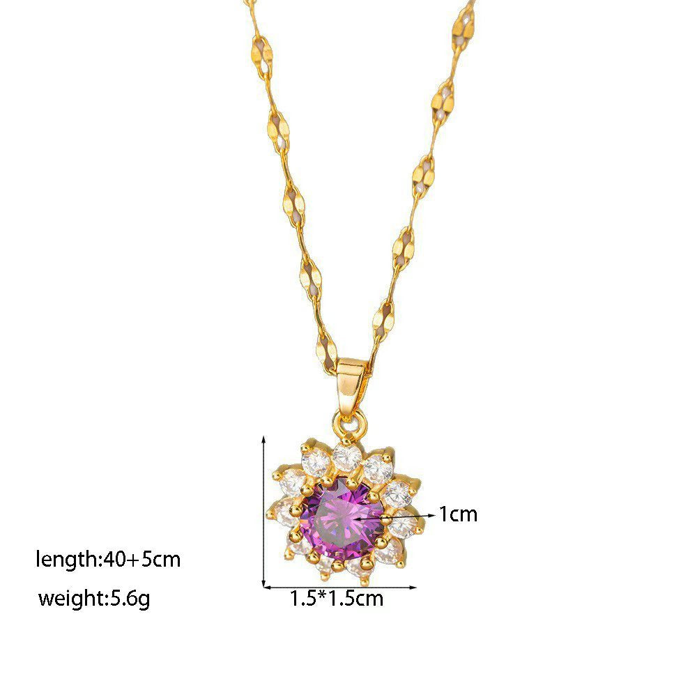 Women's Micro Inlaid Zircon Sun Star Moon Zodiac Clavicle Necklace