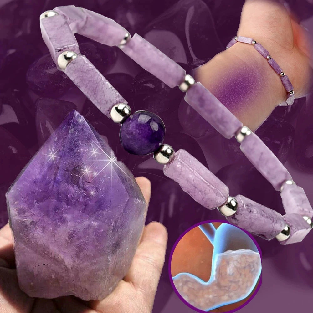 Xi Amethyst Square Column Cylindrical Gravel Bracelets